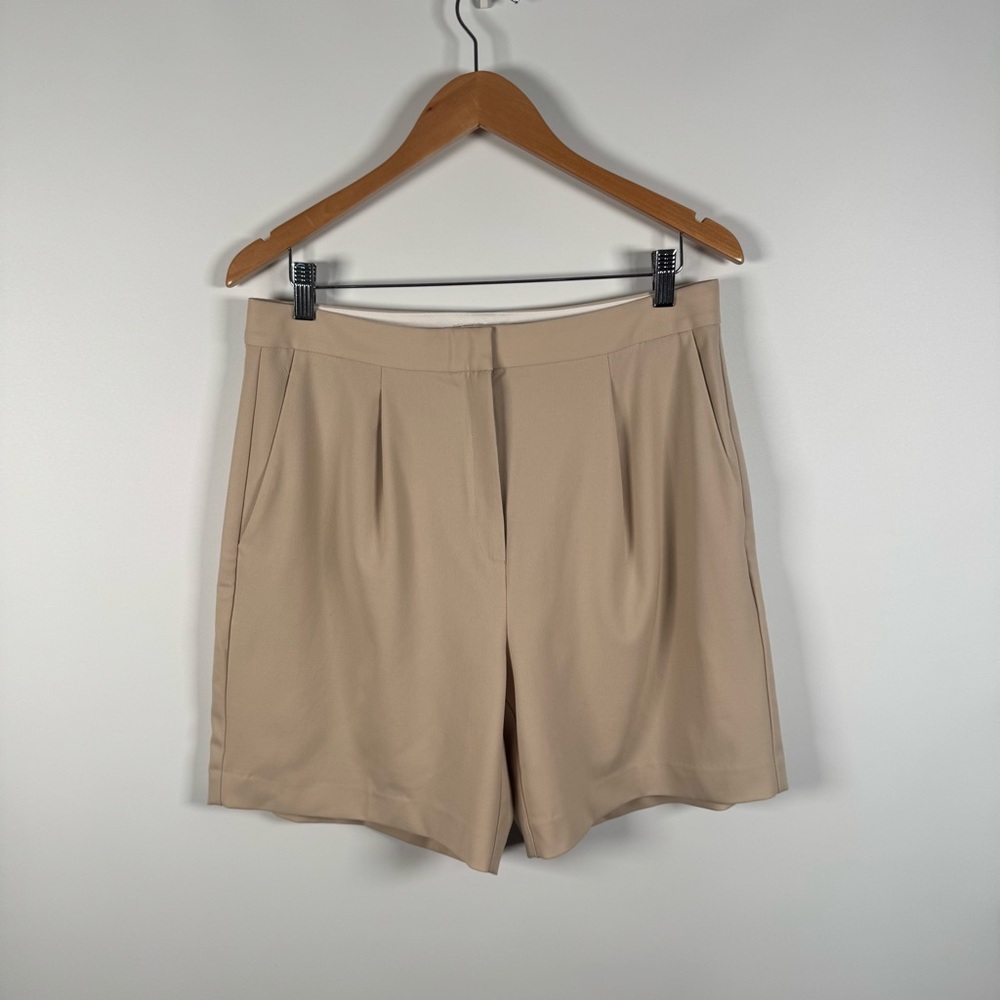 Babaton Agency Mid-Thigh Wool Shorts in Felted Taupe size 10